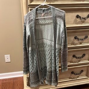 Teal and grey cardigan